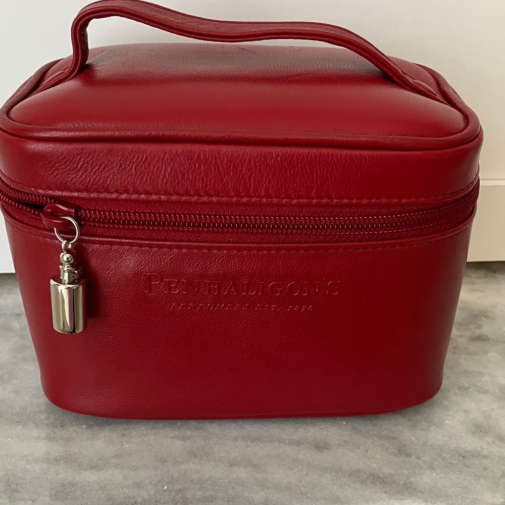 New Penhaligon's Red Leather cosmetic/tote/utility Bag